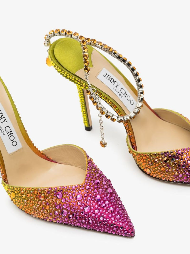 Multicoloured Saeda 100 Crystal Satin Pumps