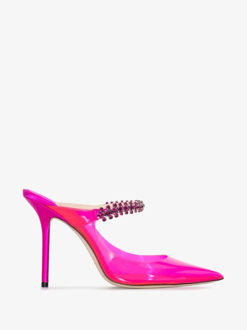 Pink Bing 100 Crystal Embellished Pvc Mules