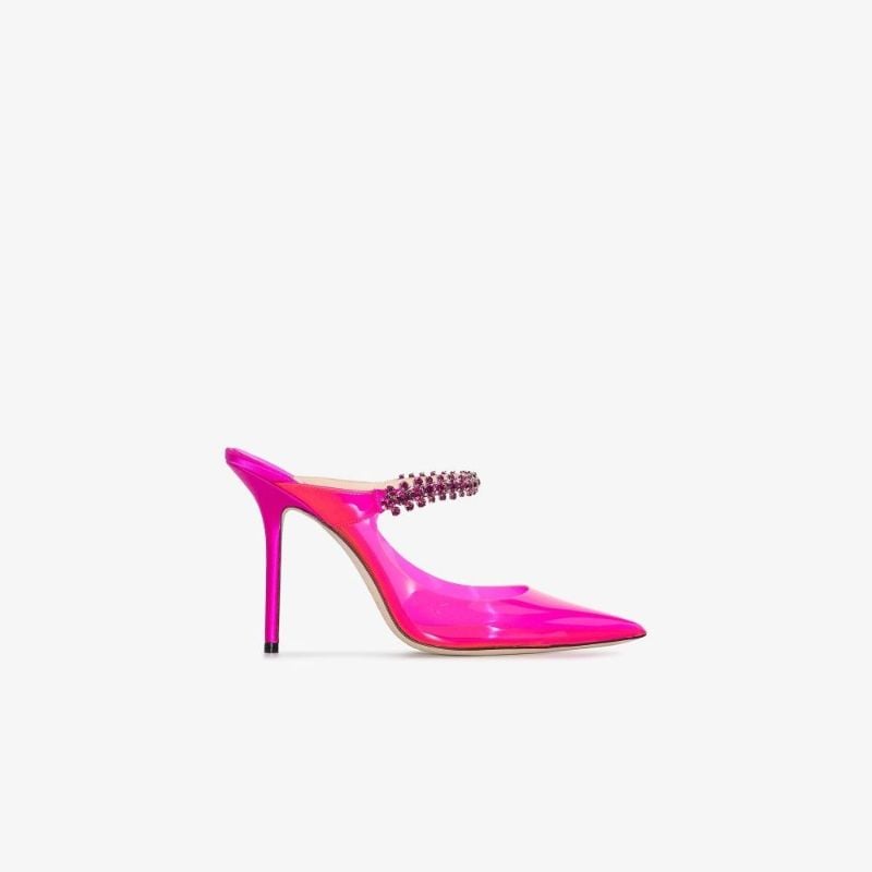 Pink Bing 100 Crystal Embellished Pvc Mules