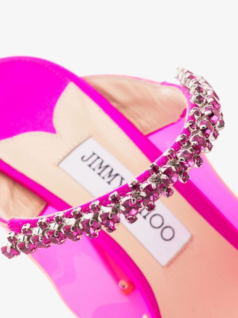 Pink Bing 100 Crystal Embellished Pvc Mules