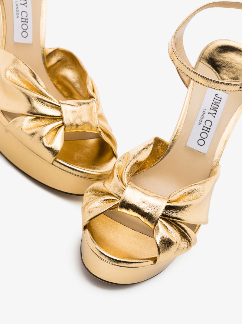 Gold Heloise 120 Platform Leather Sandals