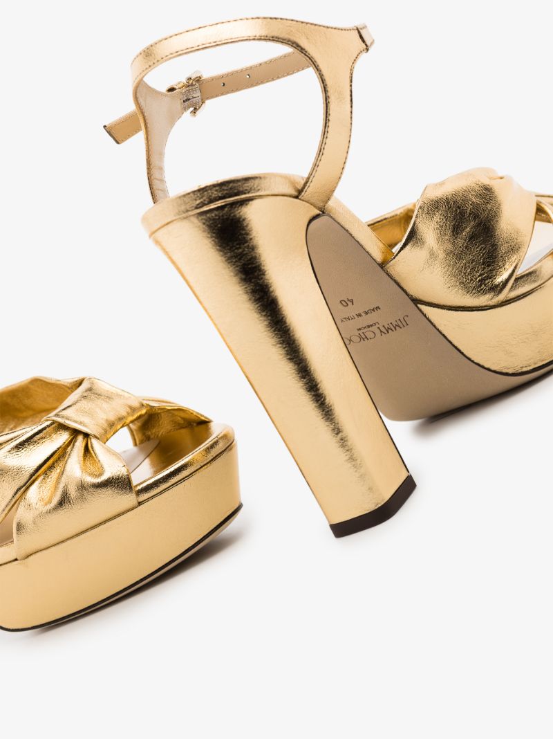 Gold Heloise 120 Platform Leather Sandals