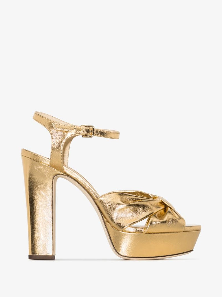 Gold Heloise 120 Platform Leather Sandals