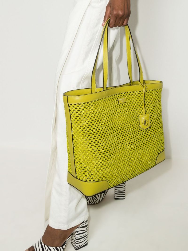 Green Nine2five Raffia Tote Bag