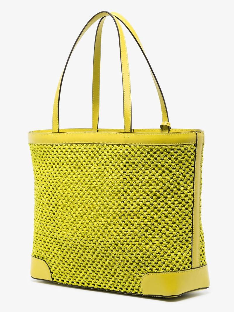Green Nine2five Raffia Tote Bag
