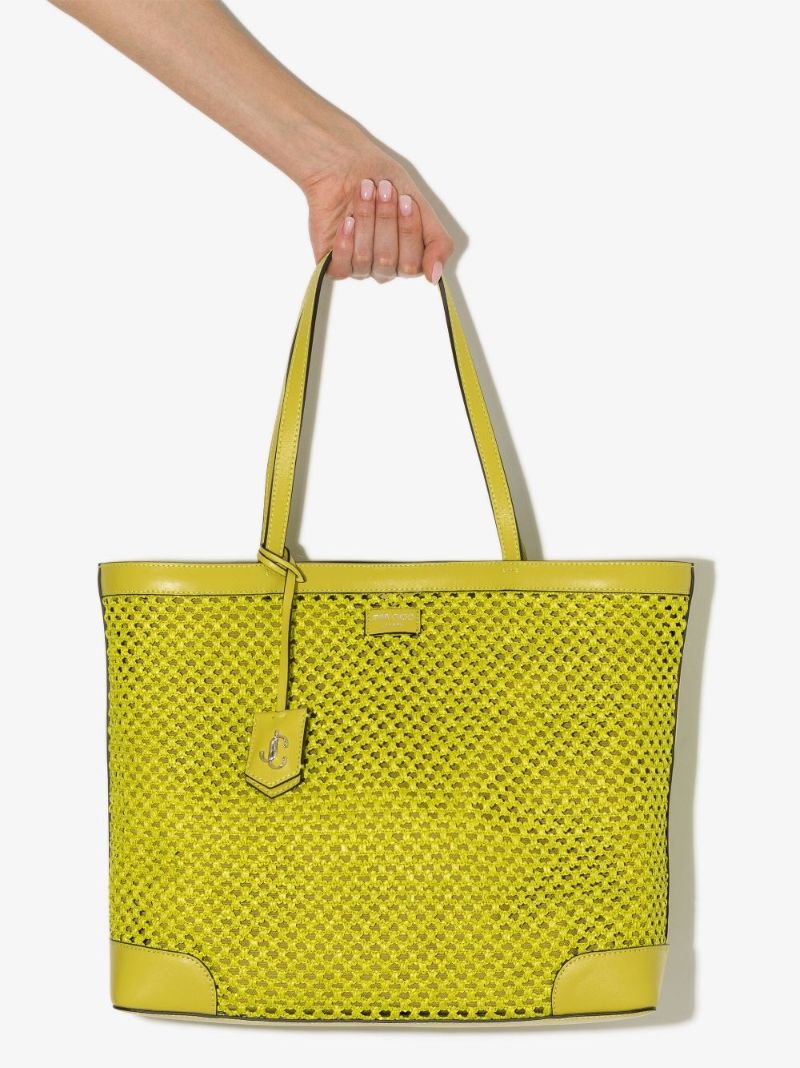 Green Nine2five Raffia Tote Bag