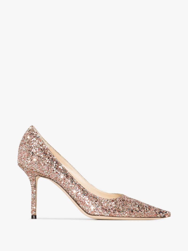 Pink Romy 85 Glitter Pumps
