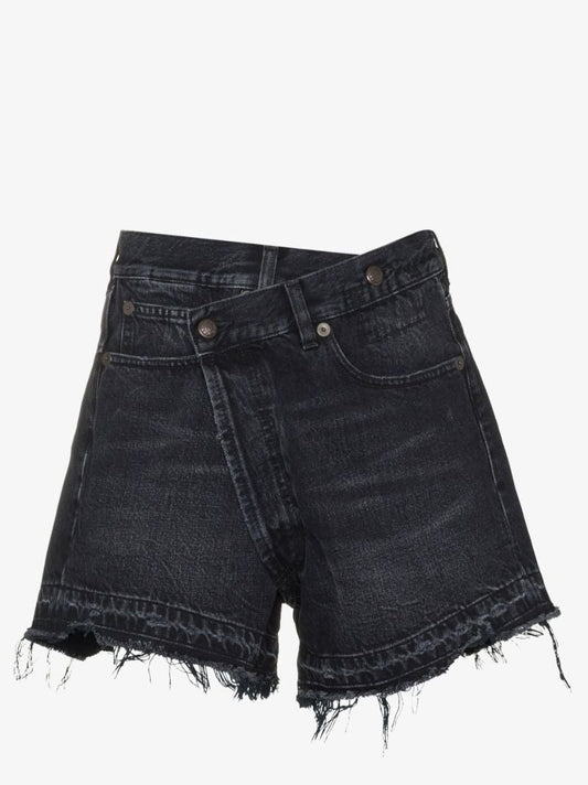 Asymmetric Waist Denim Shorts