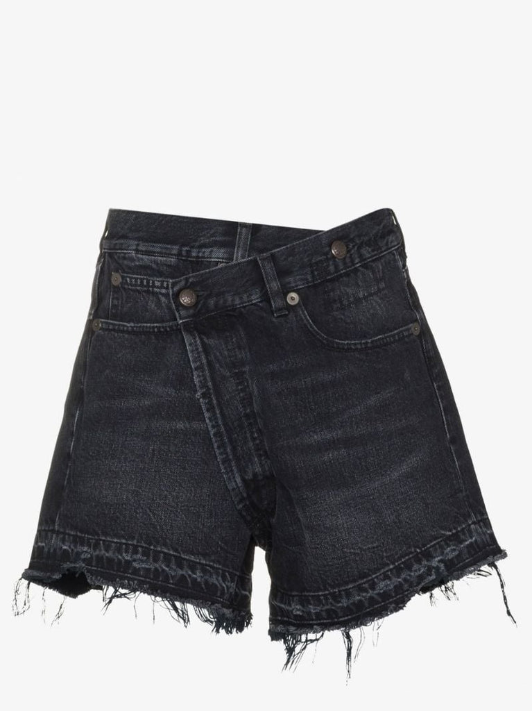 Asymmetric Waist Denim Shorts