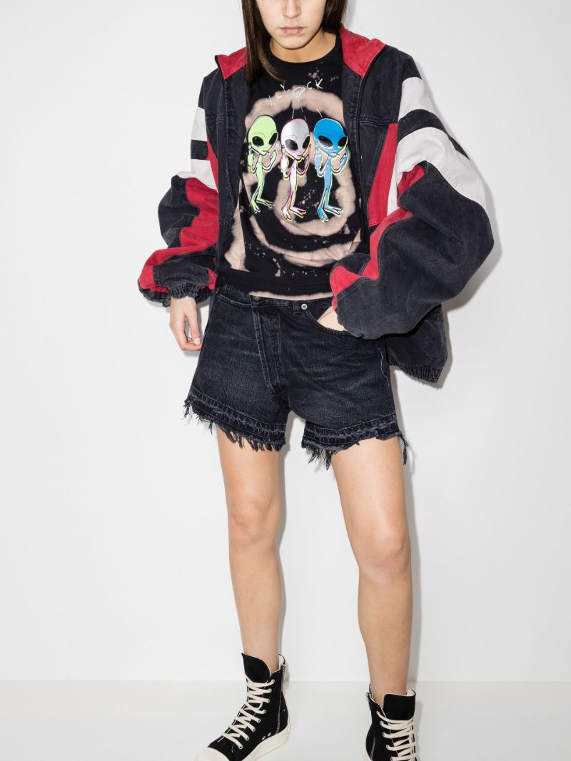 Asymmetric Waist Denim Shorts