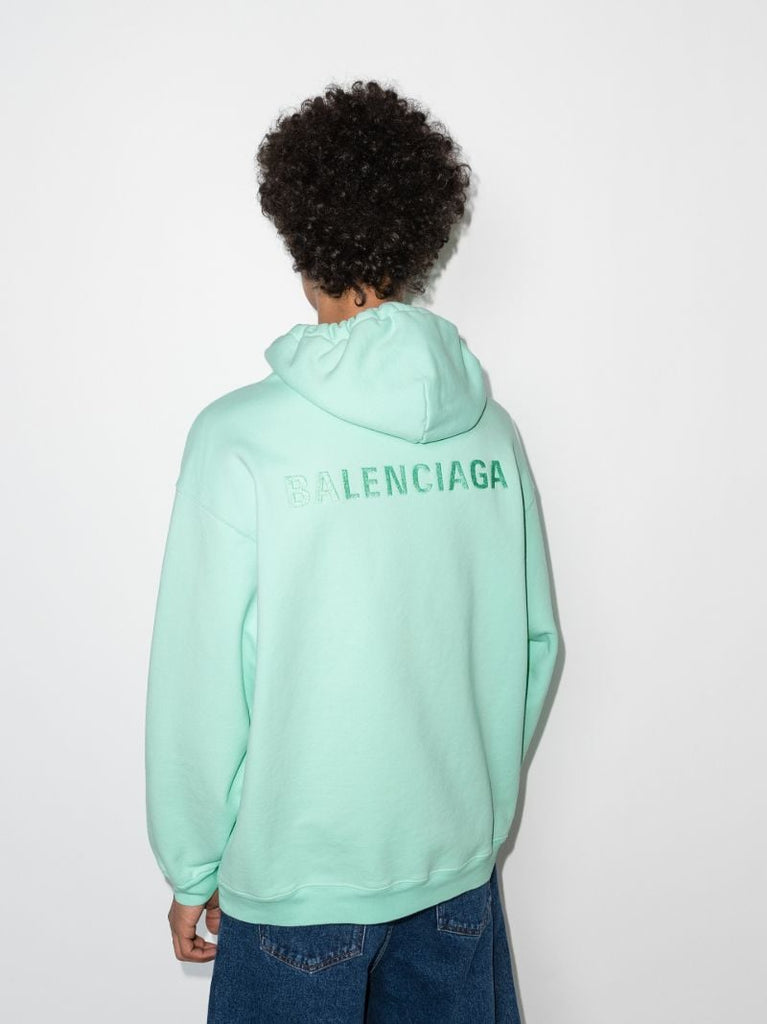 Green Logo Cotton Hoodie