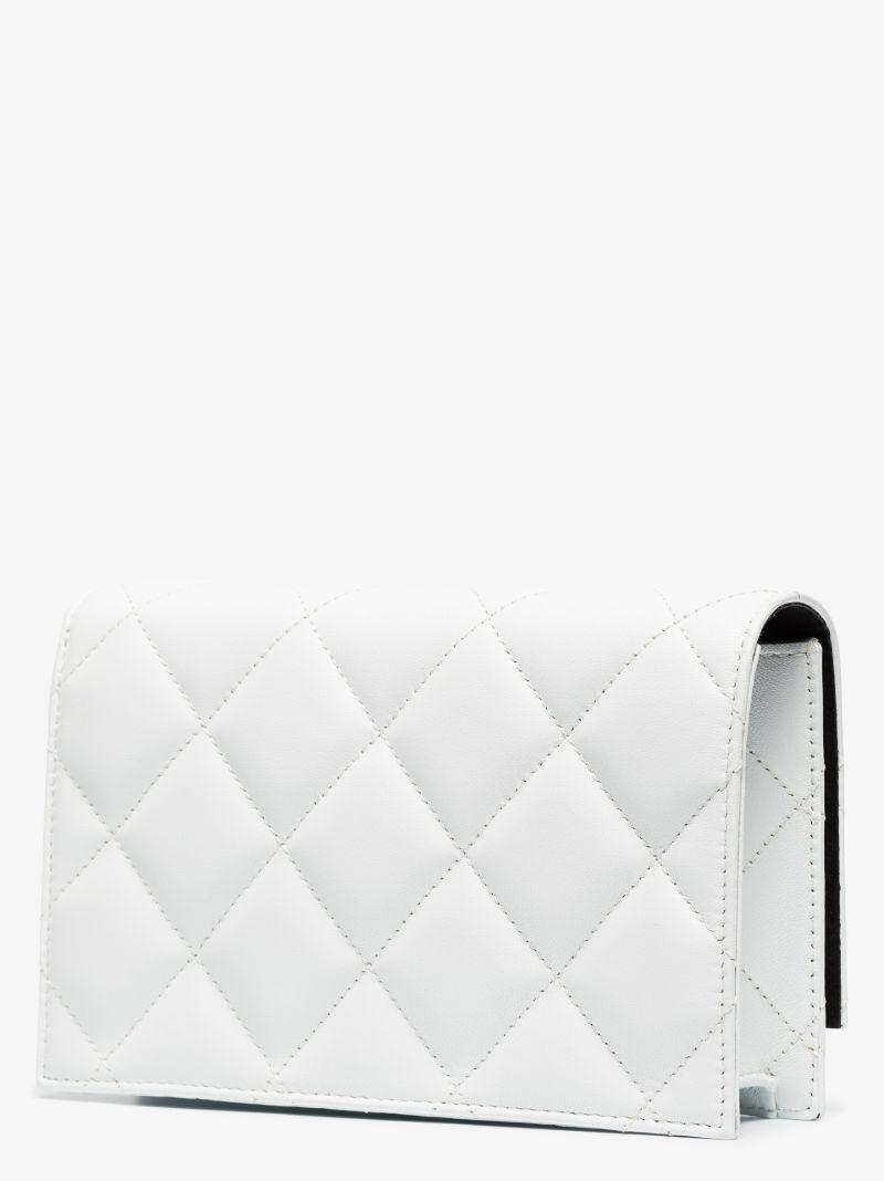 White Logo Quilted Leather Shoulder Bag