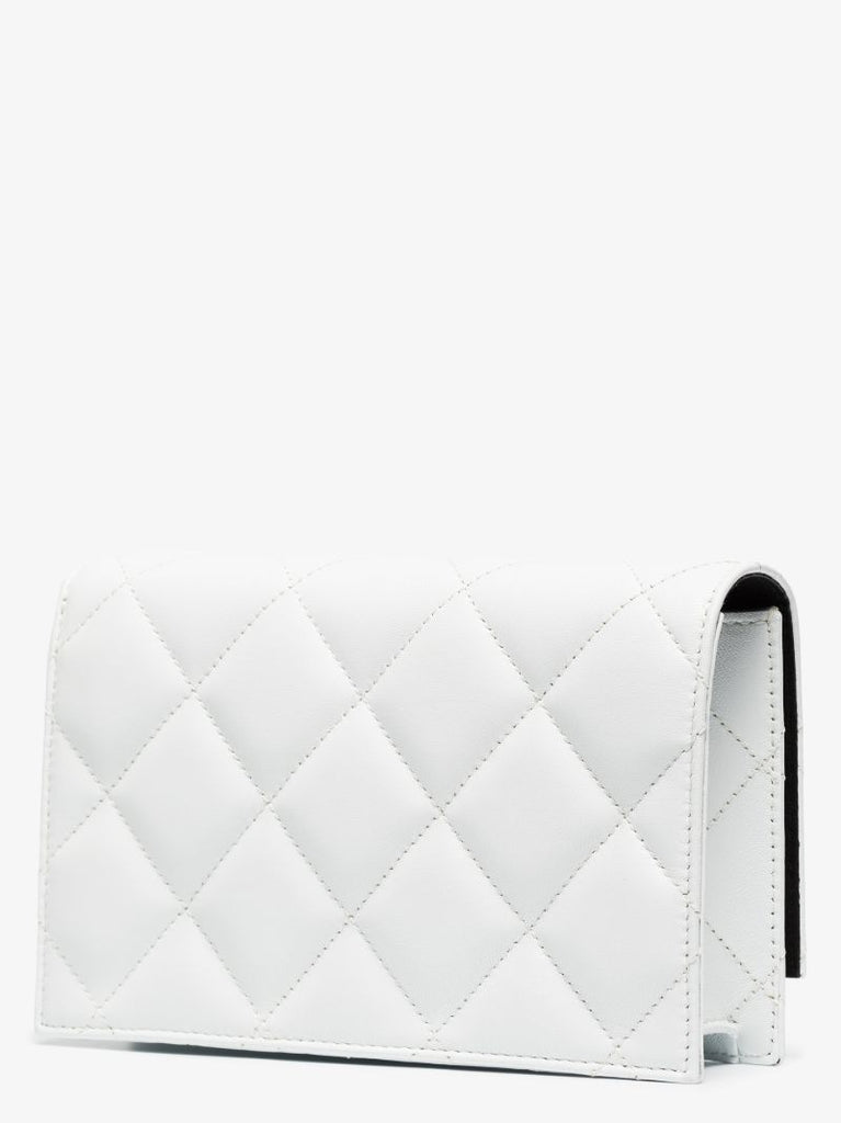White Logo Quilted Leather Shoulder Bag