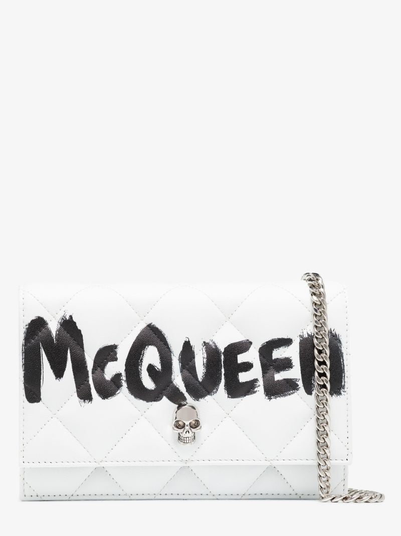 White Logo Quilted Leather Shoulder Bag