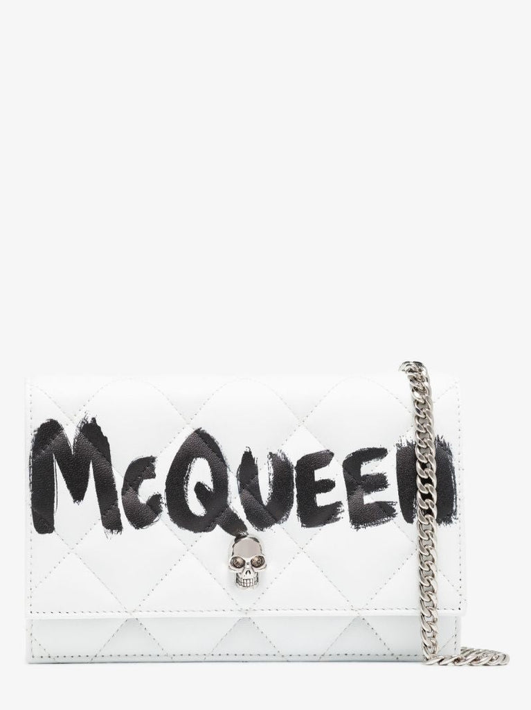 White Logo Quilted Leather Shoulder Bag