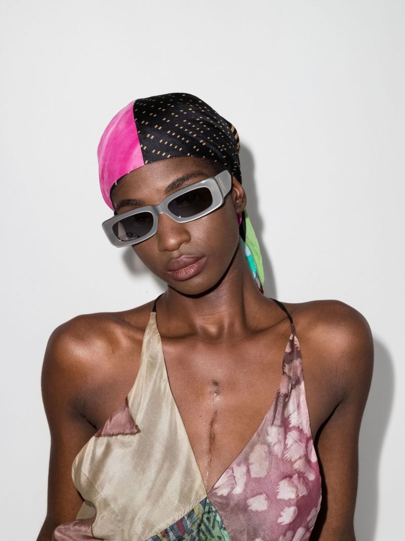 X the Attico Grey Mini Marfa Rectangular Sunglasses