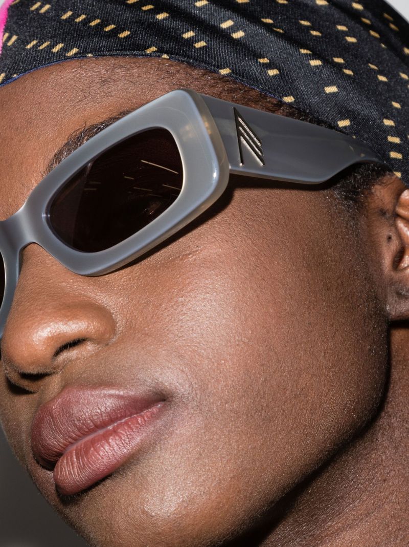 X the Attico Grey Mini Marfa Rectangular Sunglasses