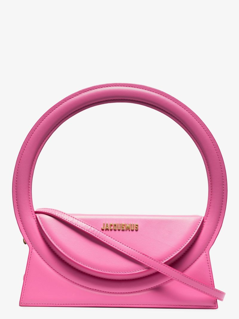 Pink Le Sac Rond Leather Shoulder Bag
