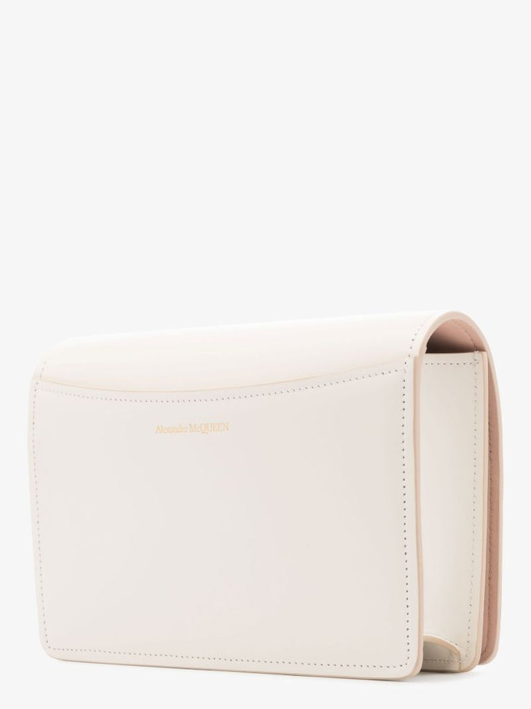 White Four Ring Leather Shoulder Bag
