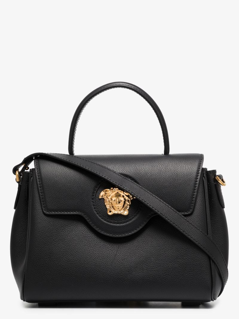 Black La Medusa Leather Top Handle Bag