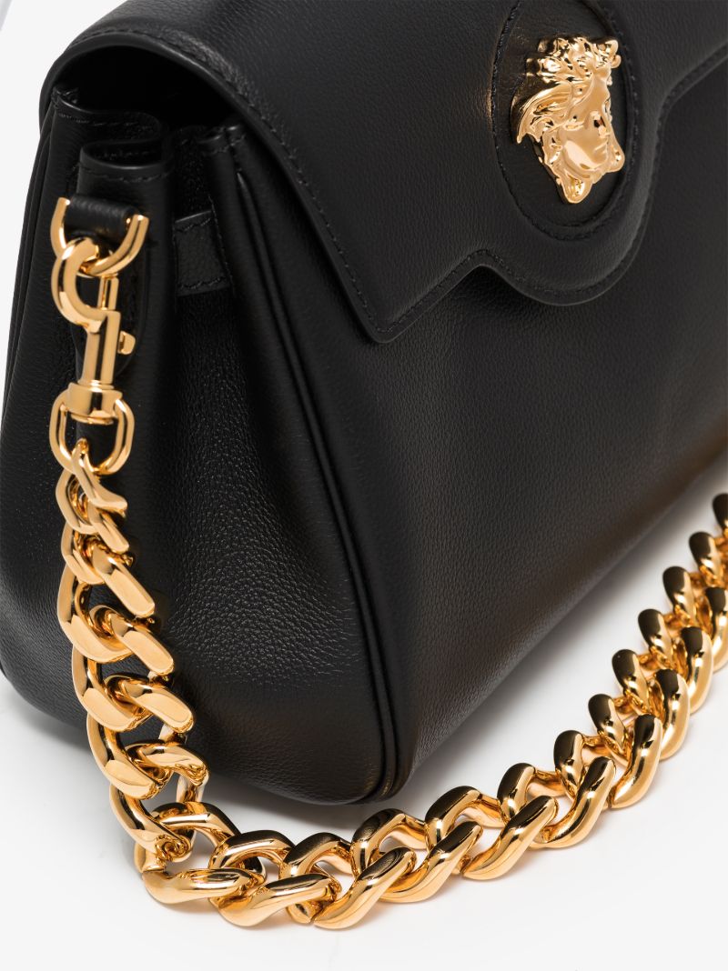 Black La Medusa Leather Top Handle Bag