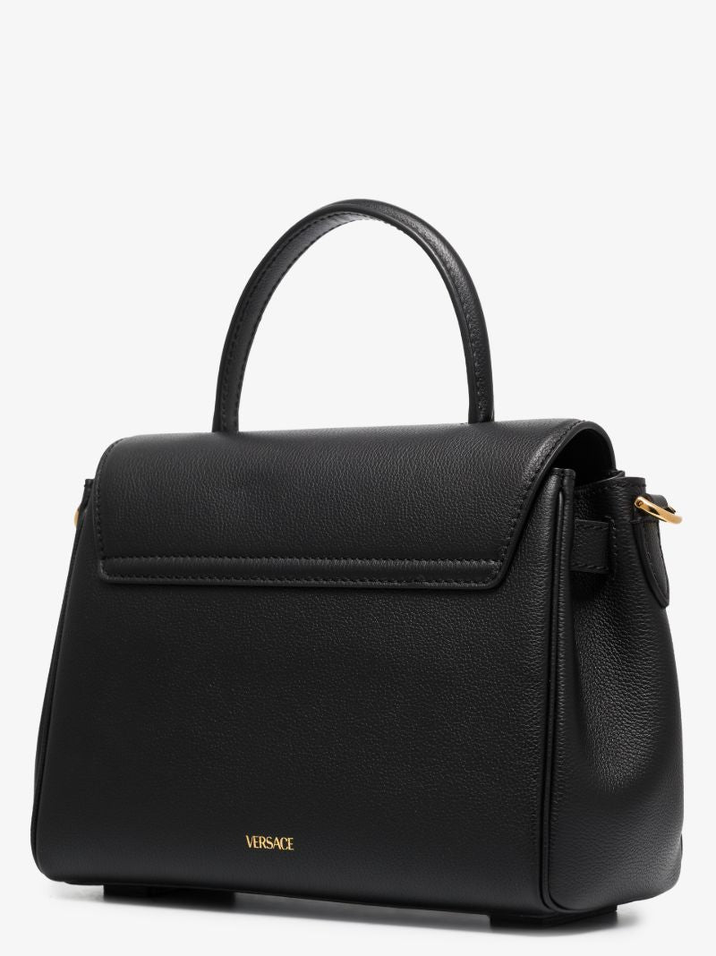 Black La Medusa Leather Top Handle Bag