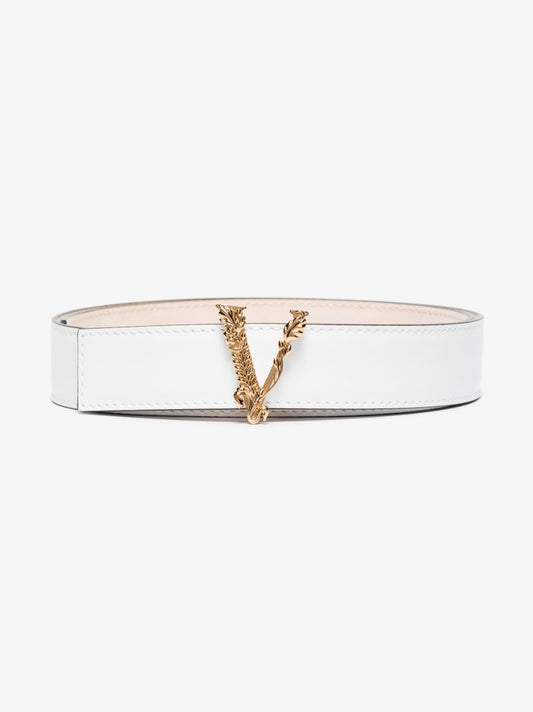 White Virtus Leather Belt