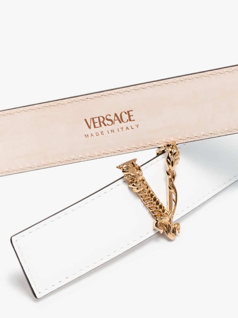 White Virtus Leather Belt