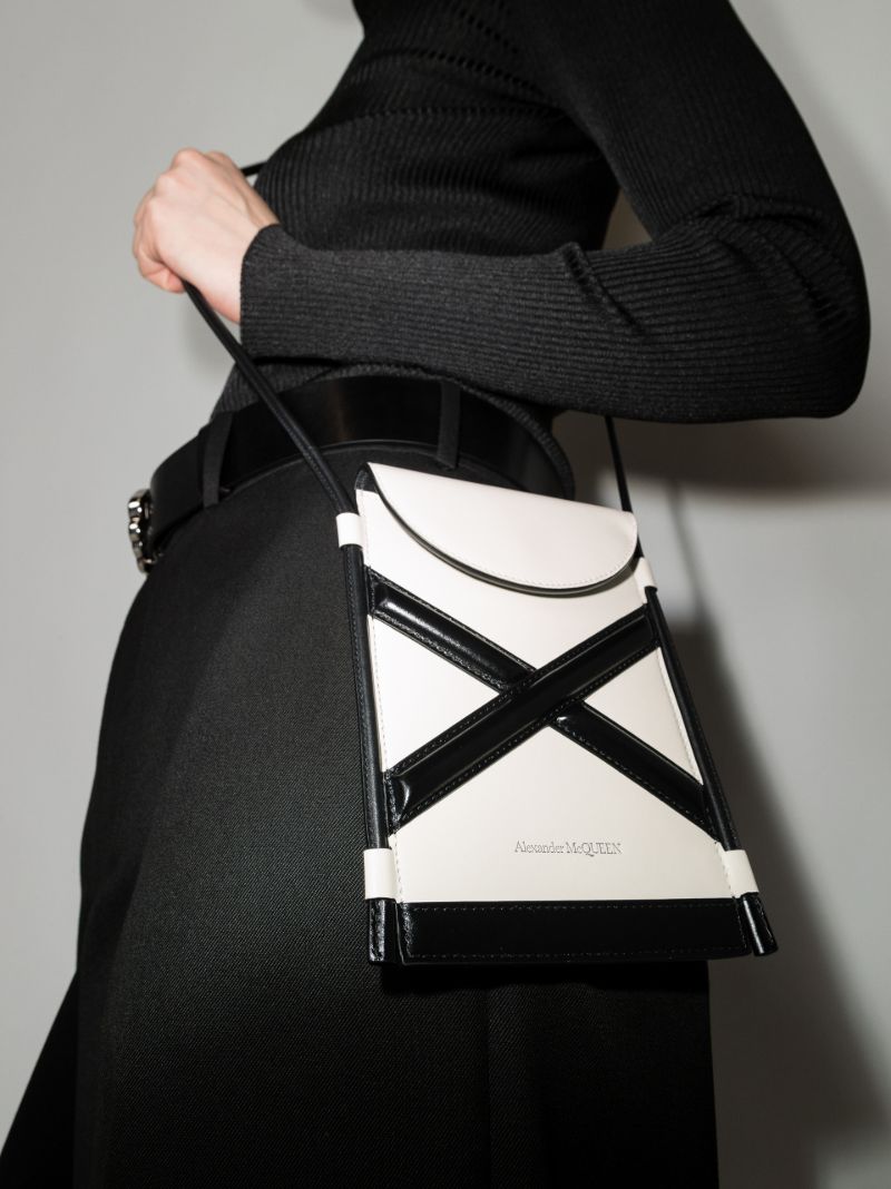 White the Curve Micro Leather Cross Body Bag