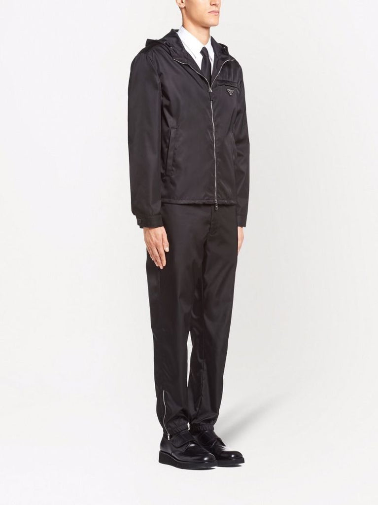 Black Re-nylon Blouson Hooded Jacket