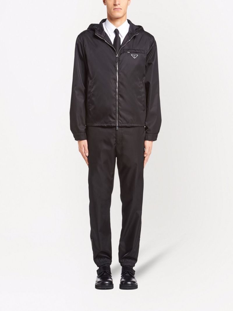 Black Re-nylon Blouson Hooded Jacket