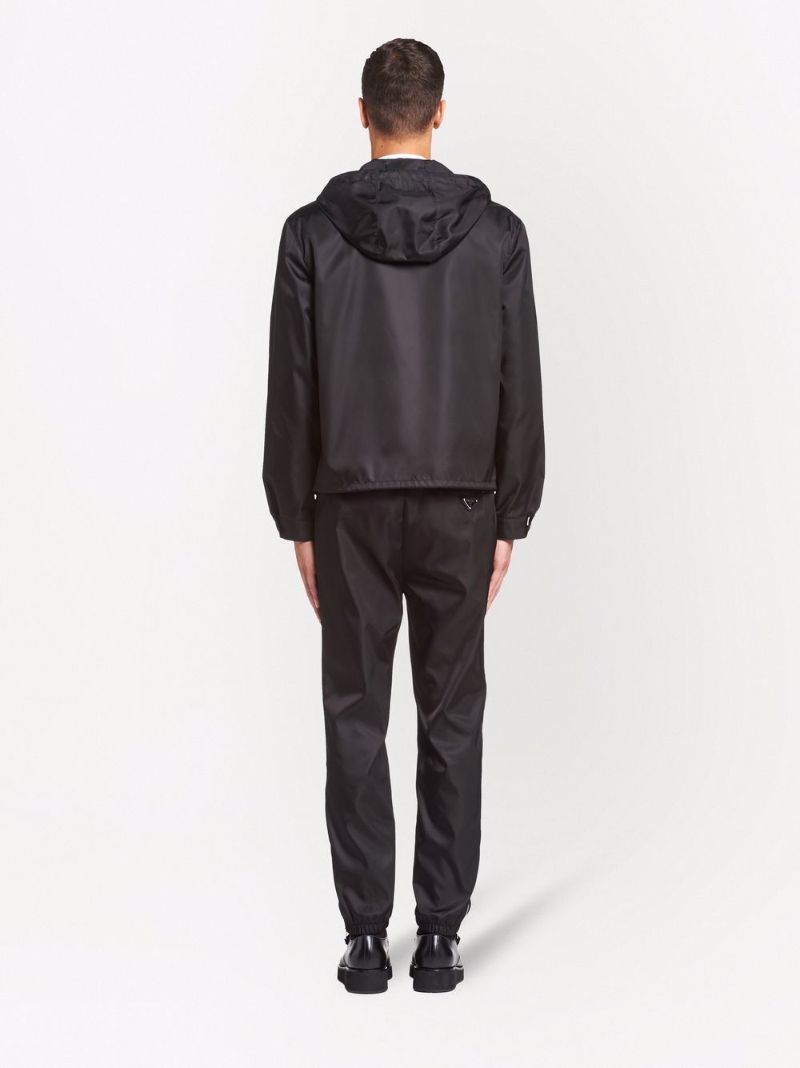Black Re-nylon Blouson Hooded Jacket