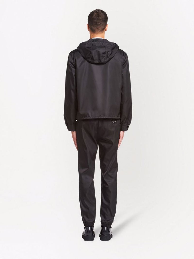 Black Re-nylon Blouson Hooded Jacket