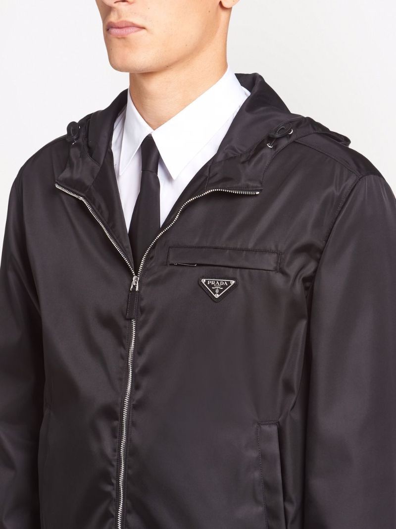 Black Re-nylon Blouson Hooded Jacket