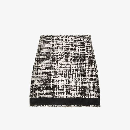 High Waist Tweed Mini Skirt