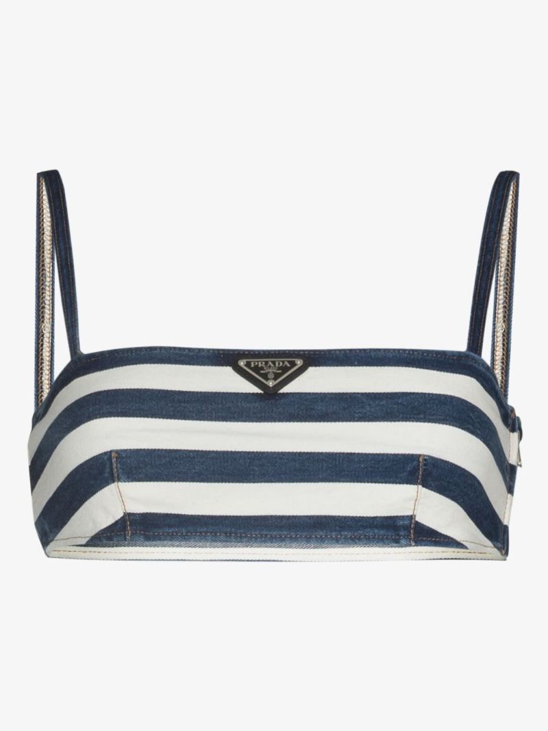 Striped Denim Cropped Top