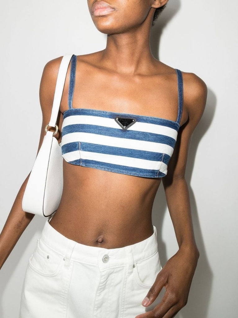 Striped Denim Cropped Top
