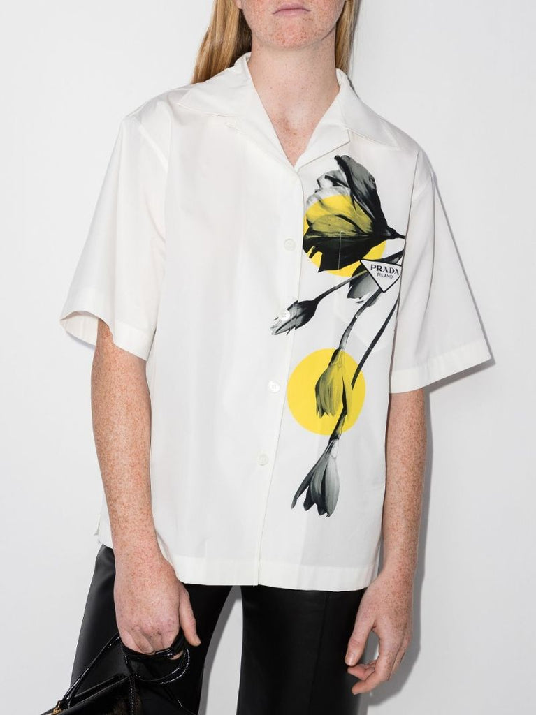 Floral Print Short Sleeve Cotton Shirt