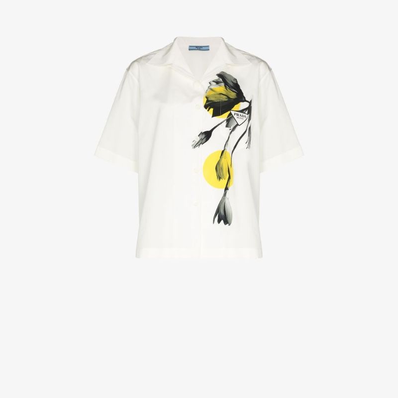 Floral Print Short Sleeve Cotton Shirt