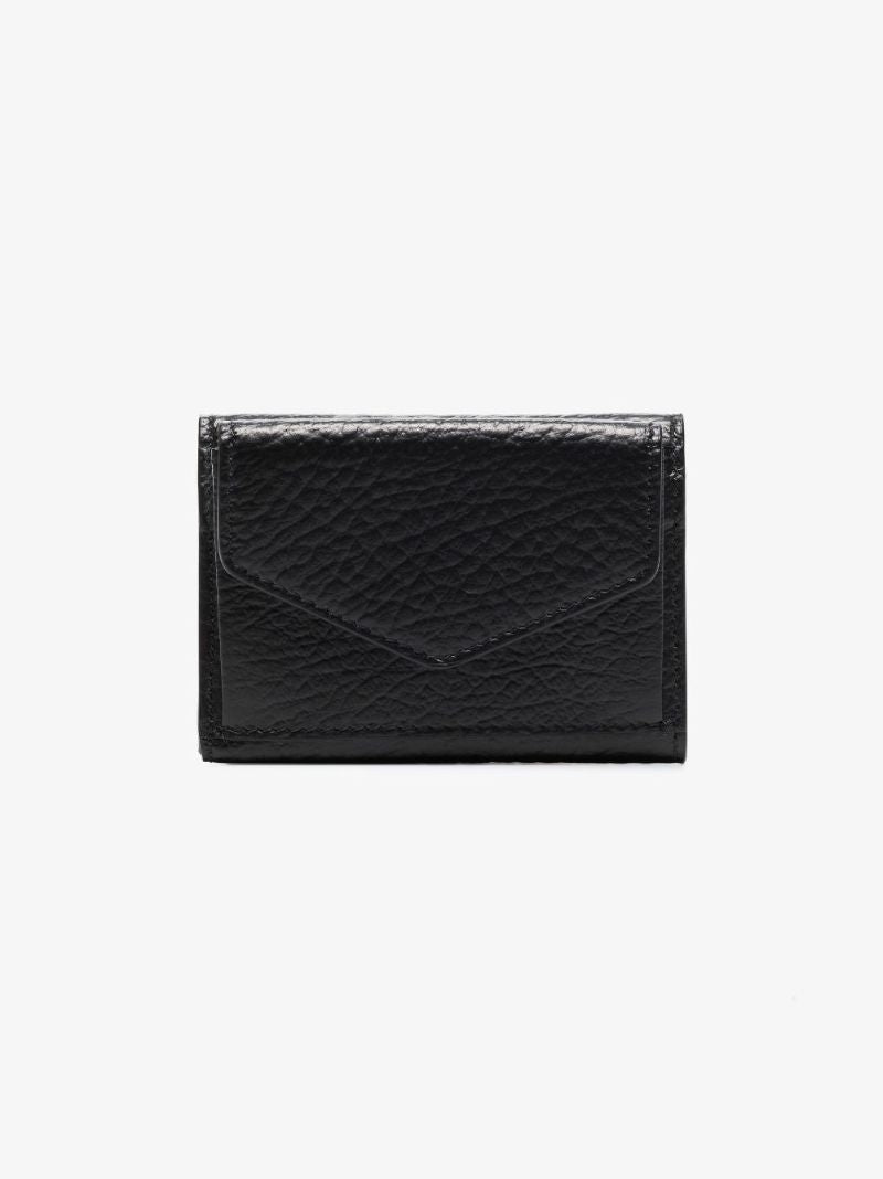 Black Four-stitch Leather Envelope Wallet