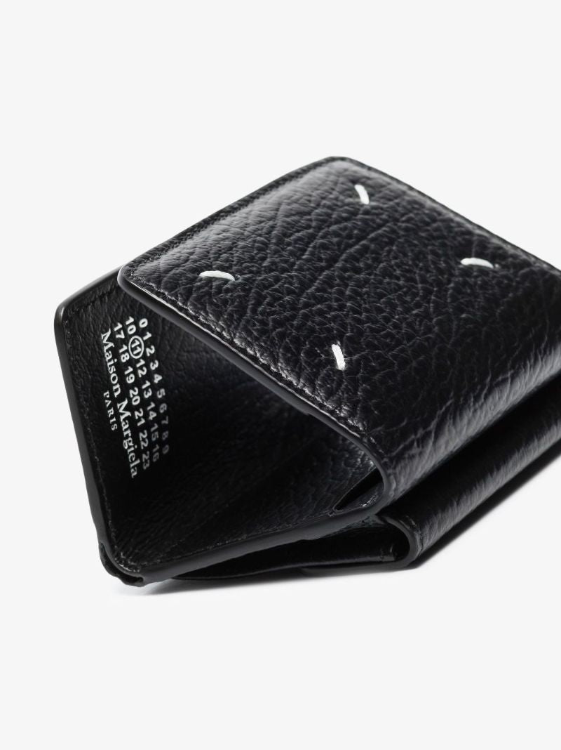 Black Four-stitch Leather Envelope Wallet