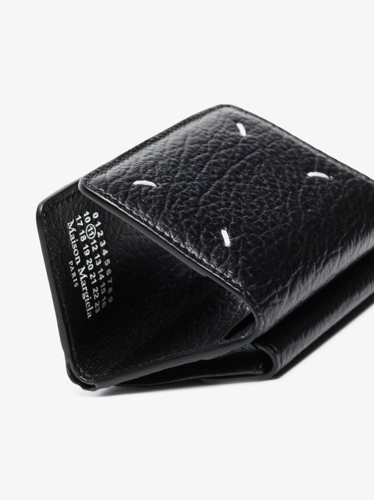 Black Four-stitch Leather Envelope Wallet