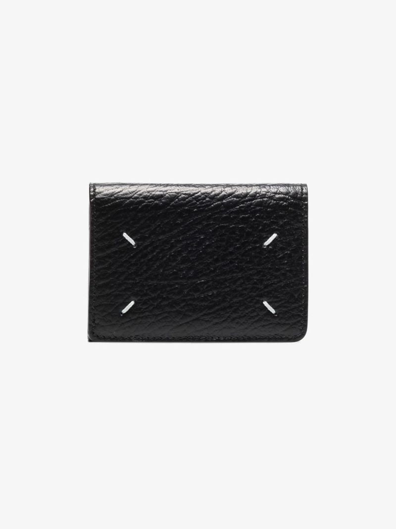 Black Four-stitch Leather Envelope Wallet
