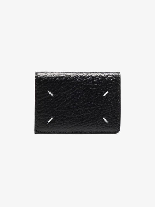 Black Four-stitch Leather Envelope Wallet
