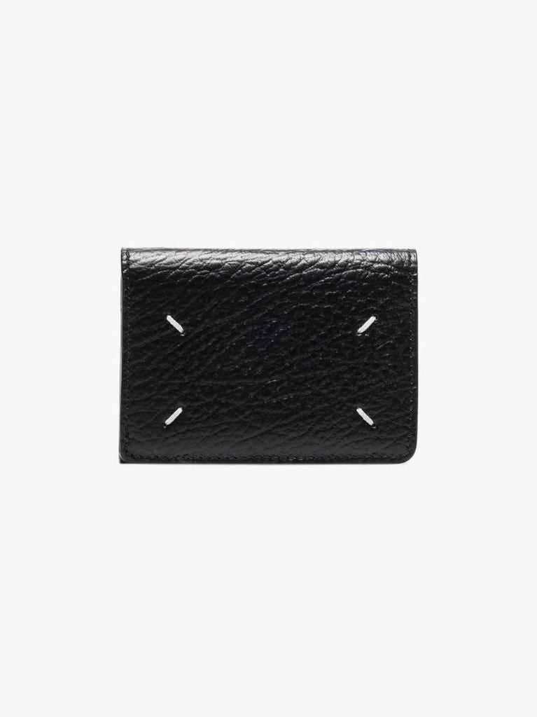 Black Four-stitch Leather Envelope Wallet