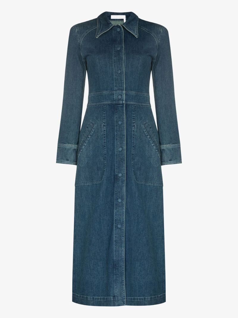 Long Sleeve Denim Midi Dress