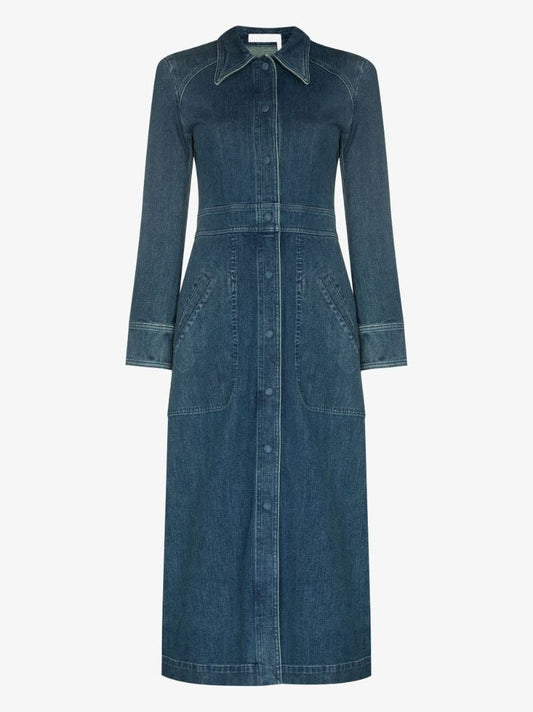 Long Sleeve Denim Midi Dress