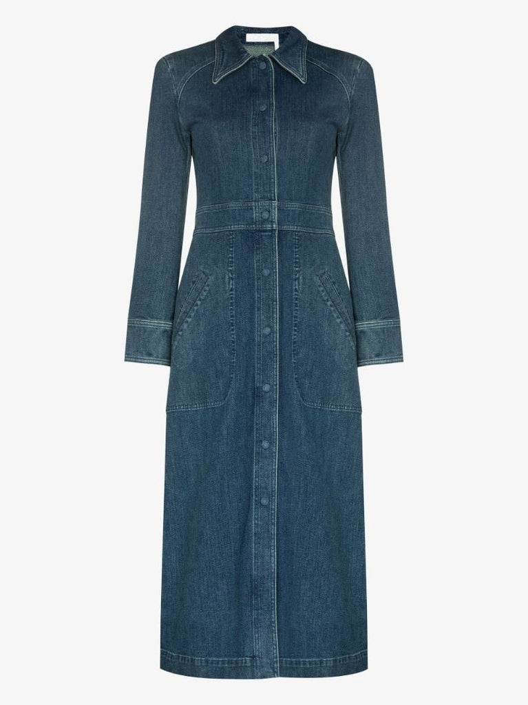 Long Sleeve Denim Midi Dress