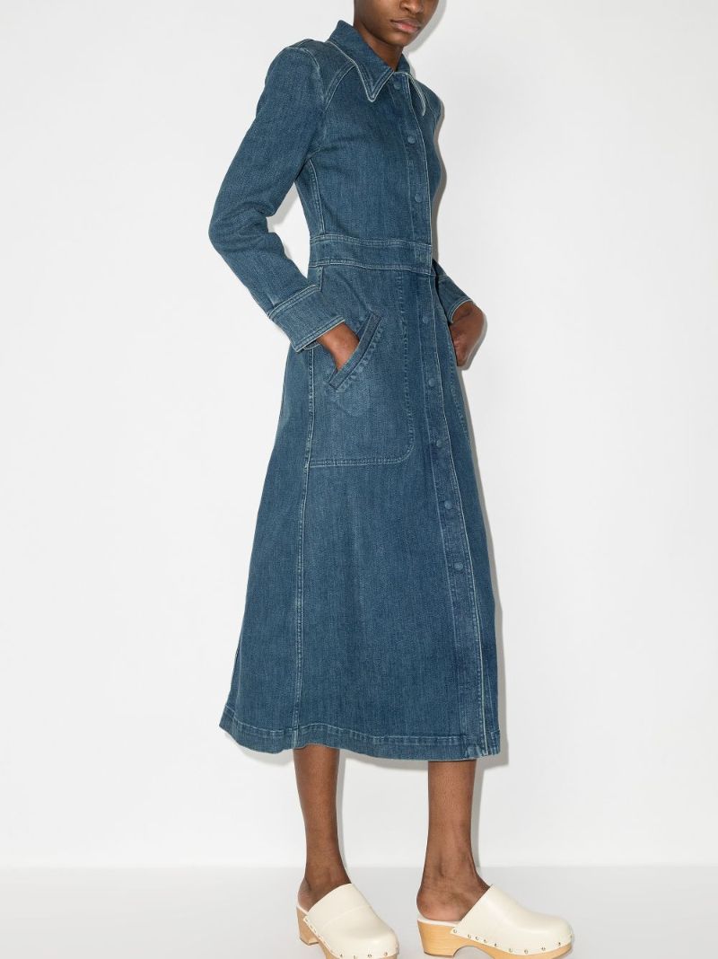 Long Sleeve Denim Midi Dress
