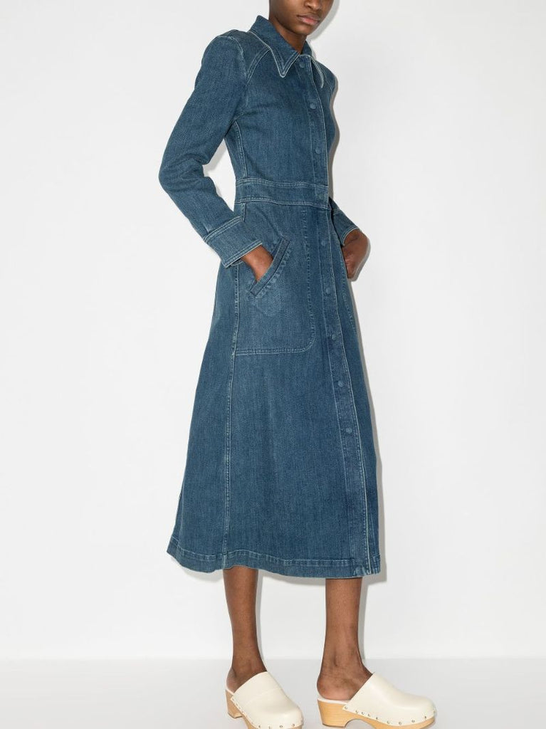 Long Sleeve Denim Midi Dress